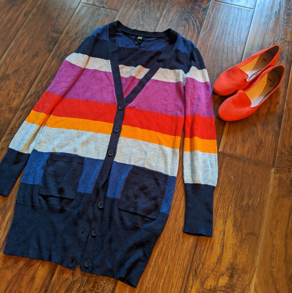 H&M Rainbow Cardigan w/Pockets